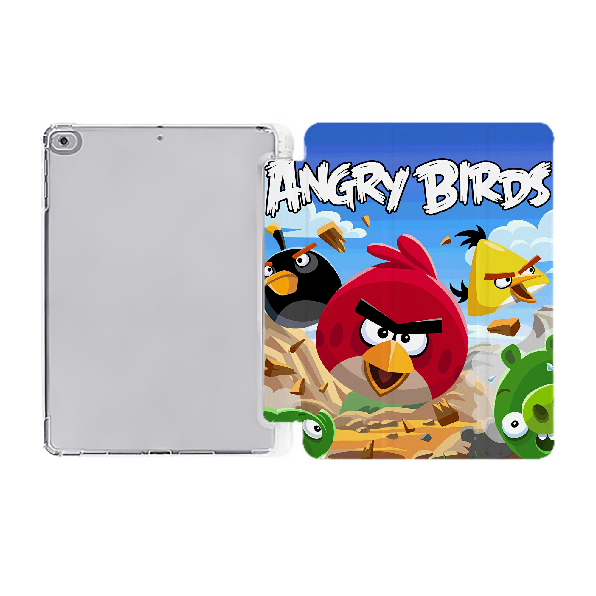 （画像用） Angry Birds アングリーバード IPad ケース ペン収納付き 三つ折りスタンド PUレザー×シリコン 対応機種9.5/10.5/10.9インチ